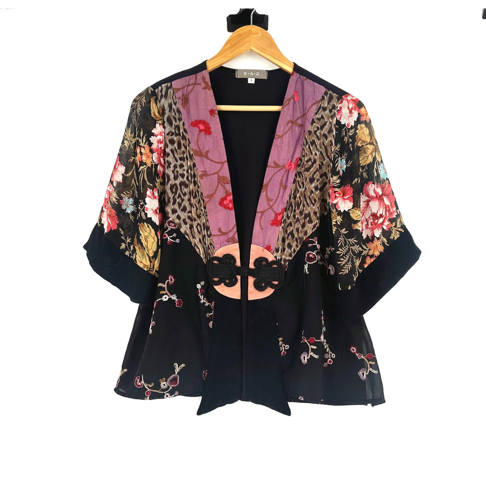 S.A.2 Kimono Top Small Mixed Print Artsy Lagenlook Whimsygoth Indie Y2K Ethereal